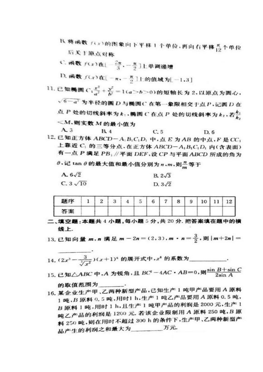 山西省孝义市实验中学2018届高三下学期名校最新高考模拟示范卷（二）数学（理）试卷（扫描版）