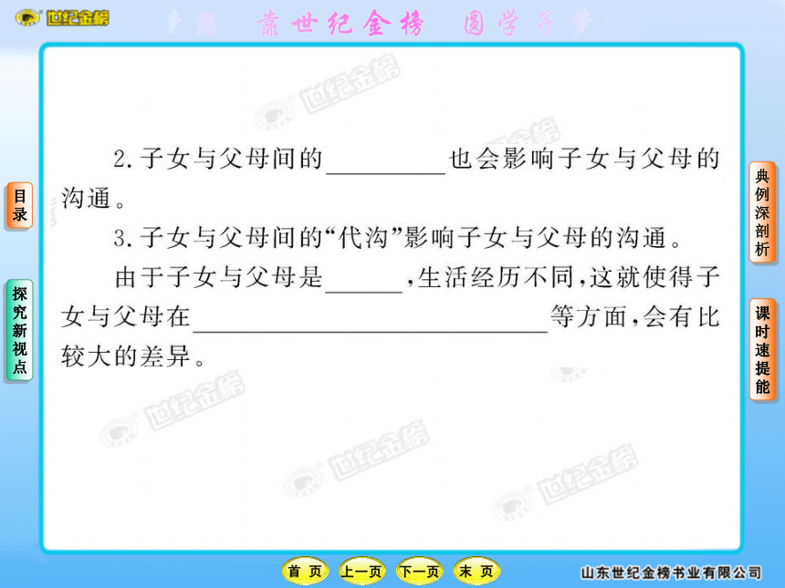 10-11版初中政治新课标金榜学案课件：1.1.2 学会与父母沟通（山东人民版八年级上）