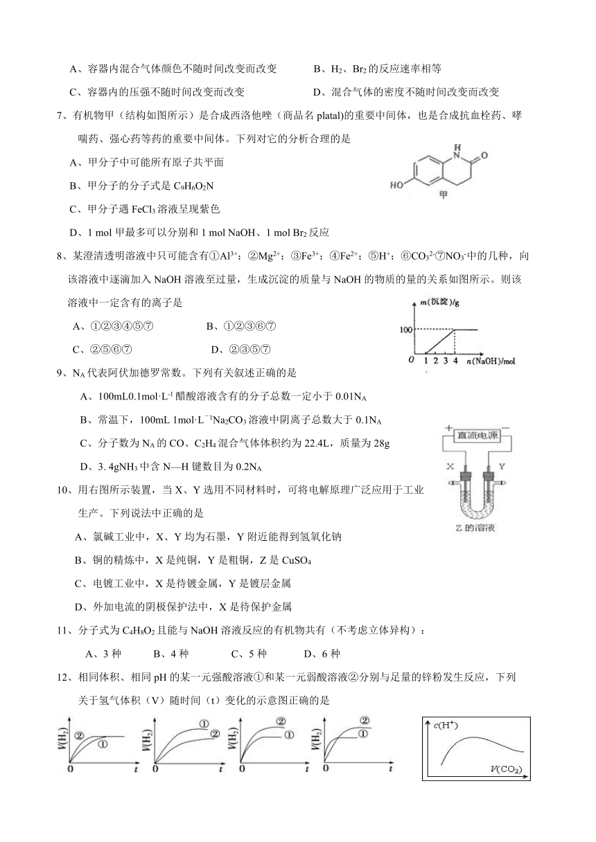 广西省贵港市覃塘高级中学2016-2017学年高二5月月考化学试题（无答案）