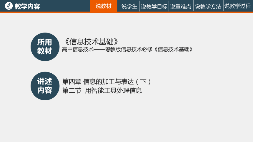 高中信息技术必修《信息技术基础》《4.2用智能工具处理信息》说课课件（23张幻灯片）