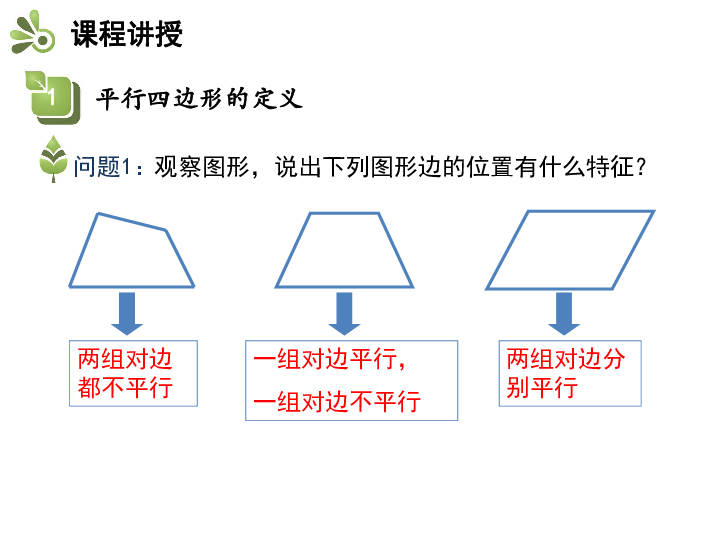 人教版八年级数学下册教学课件：18.1.1 第1课时 平行四边形的边、角的特征  21张PPT