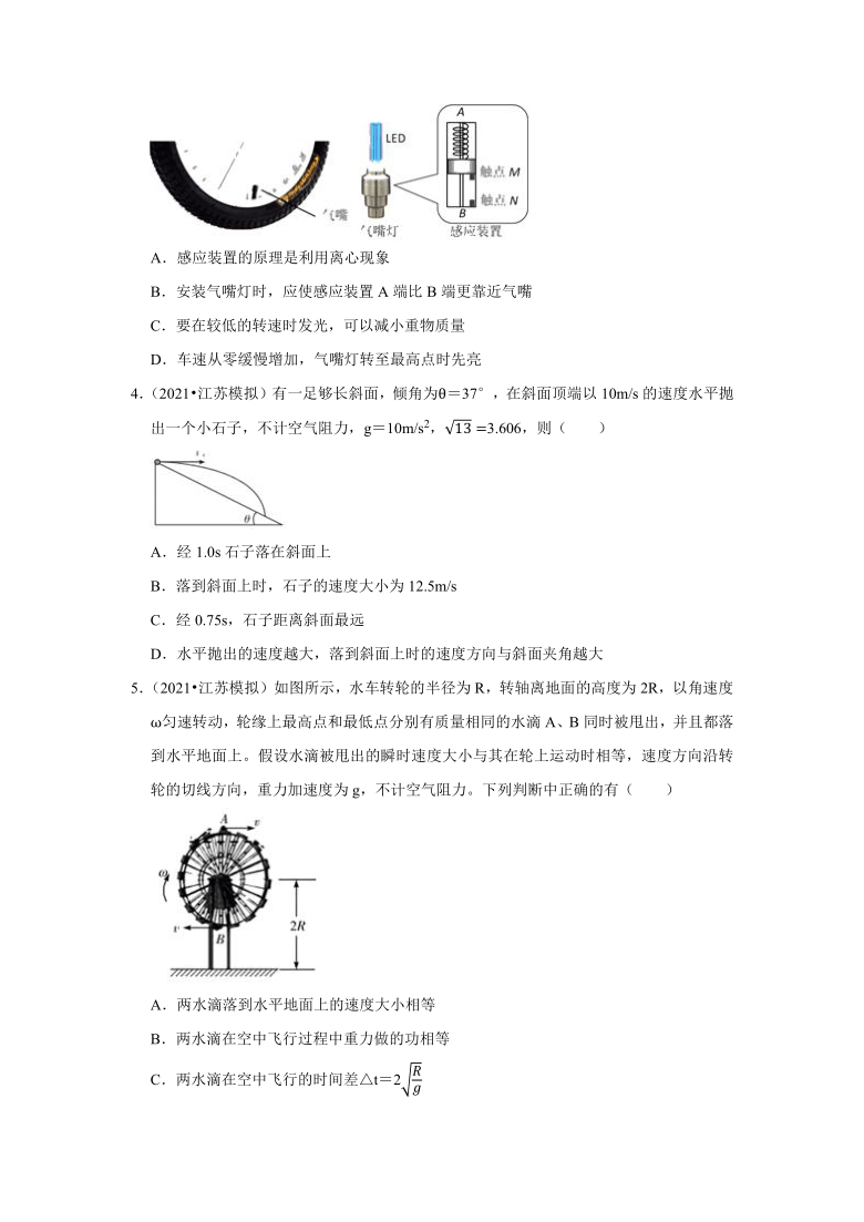 江苏省2022届高考物理一轮复习专题训练—专题4曲线运动（Word版含答案）