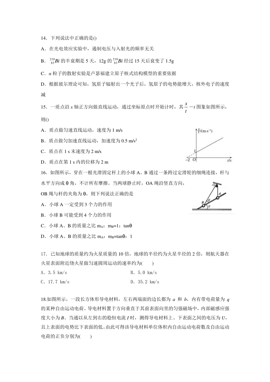 山东省潍坊市实验中学2017届高三下学期三轮复习高考模拟检测物理试卷