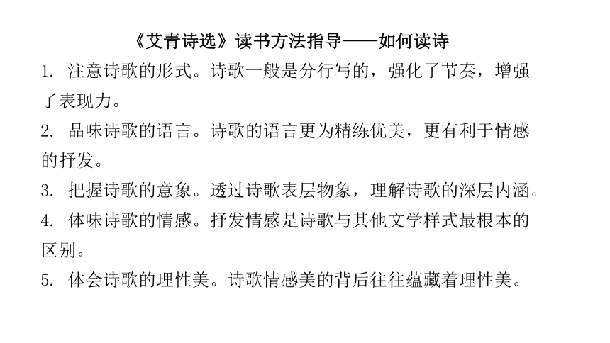 2021年广东省中考语文专项复习名著阅读艾青诗选苦难的悲歌讲练课件共