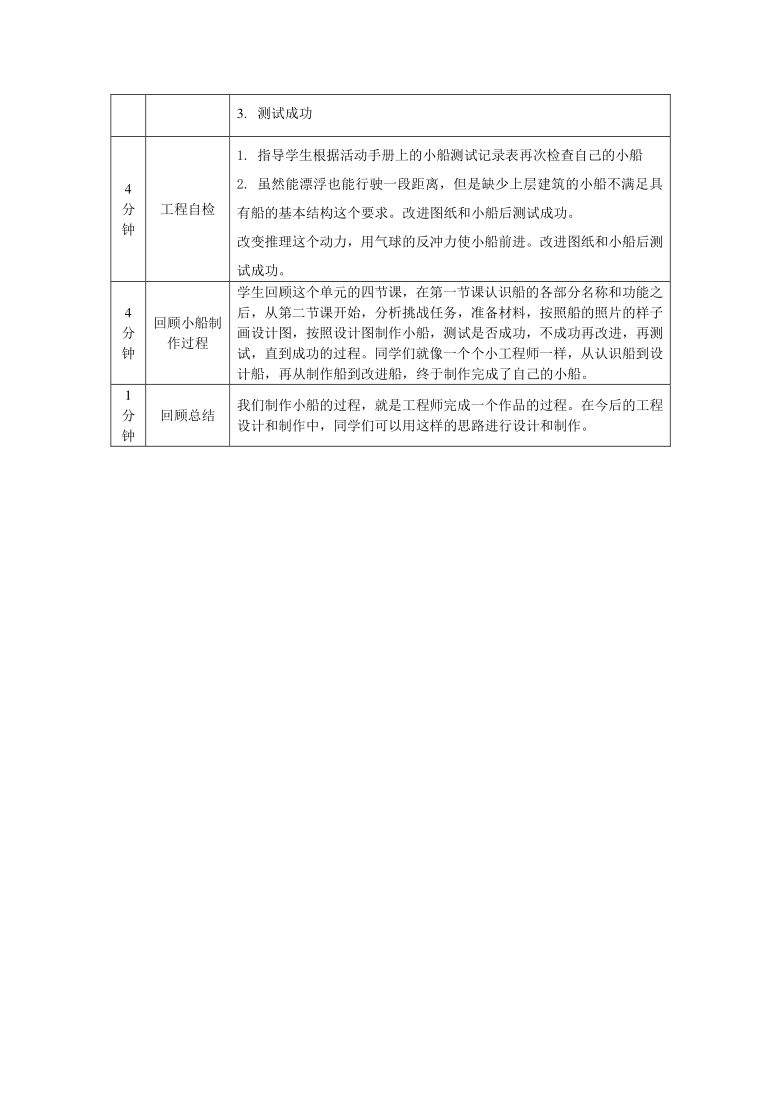 人教鄂教版（2017秋）二年级上册科学教案4.12改进小船 教学设计