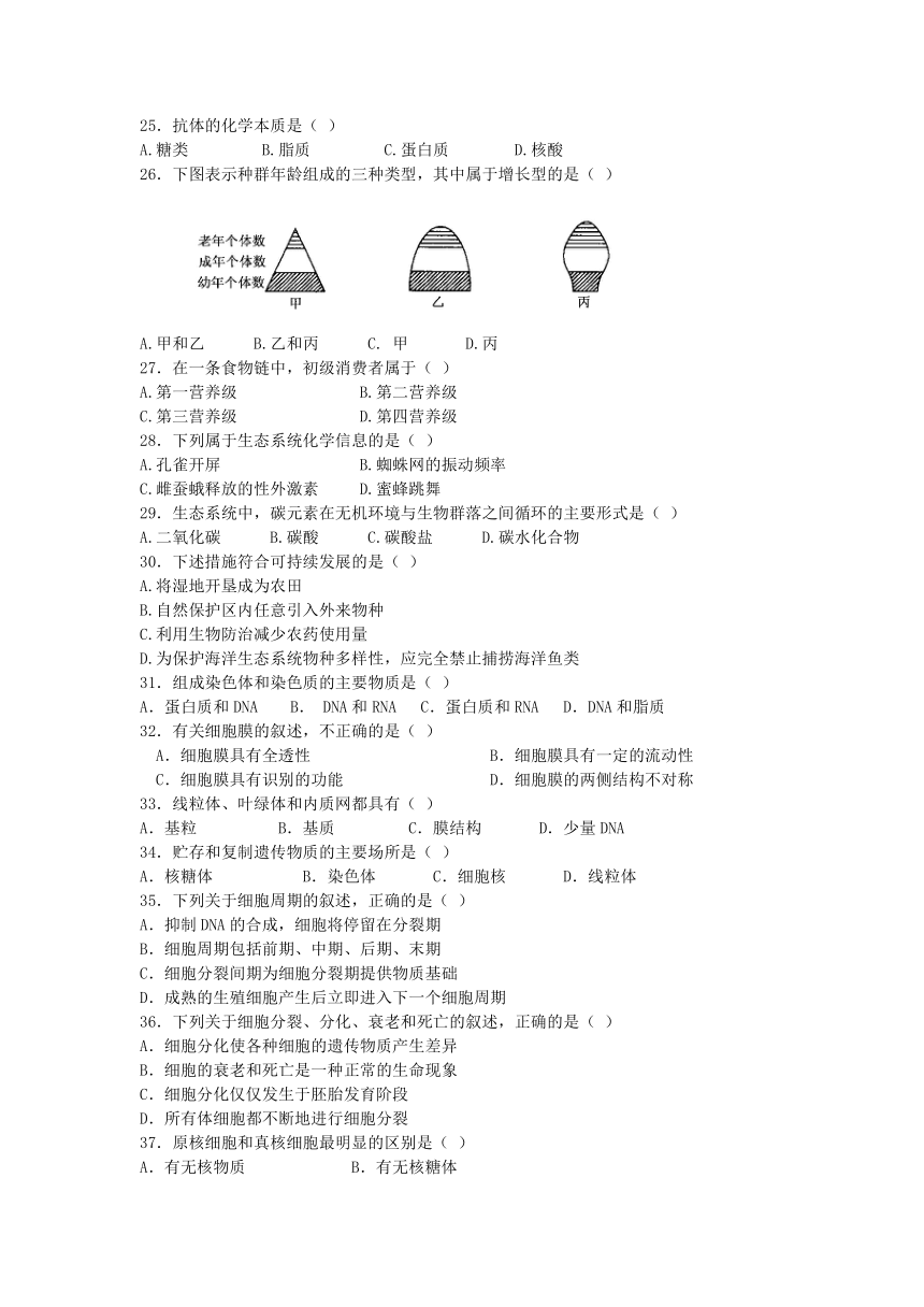 云南省玉溪市2016_2017学年高二生物下学期期中考试试卷文