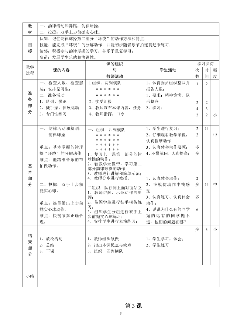 六年级体育与健康课程教学计划 （50课时）