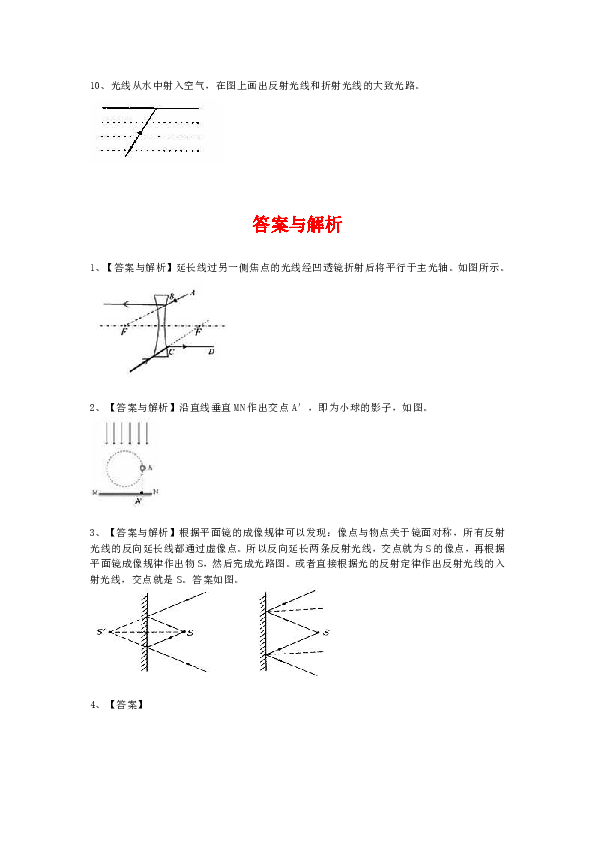 苏教版物理中考复习资料，补习资料（含巩固练习）62中考冲刺：光学作图题专题(基础)