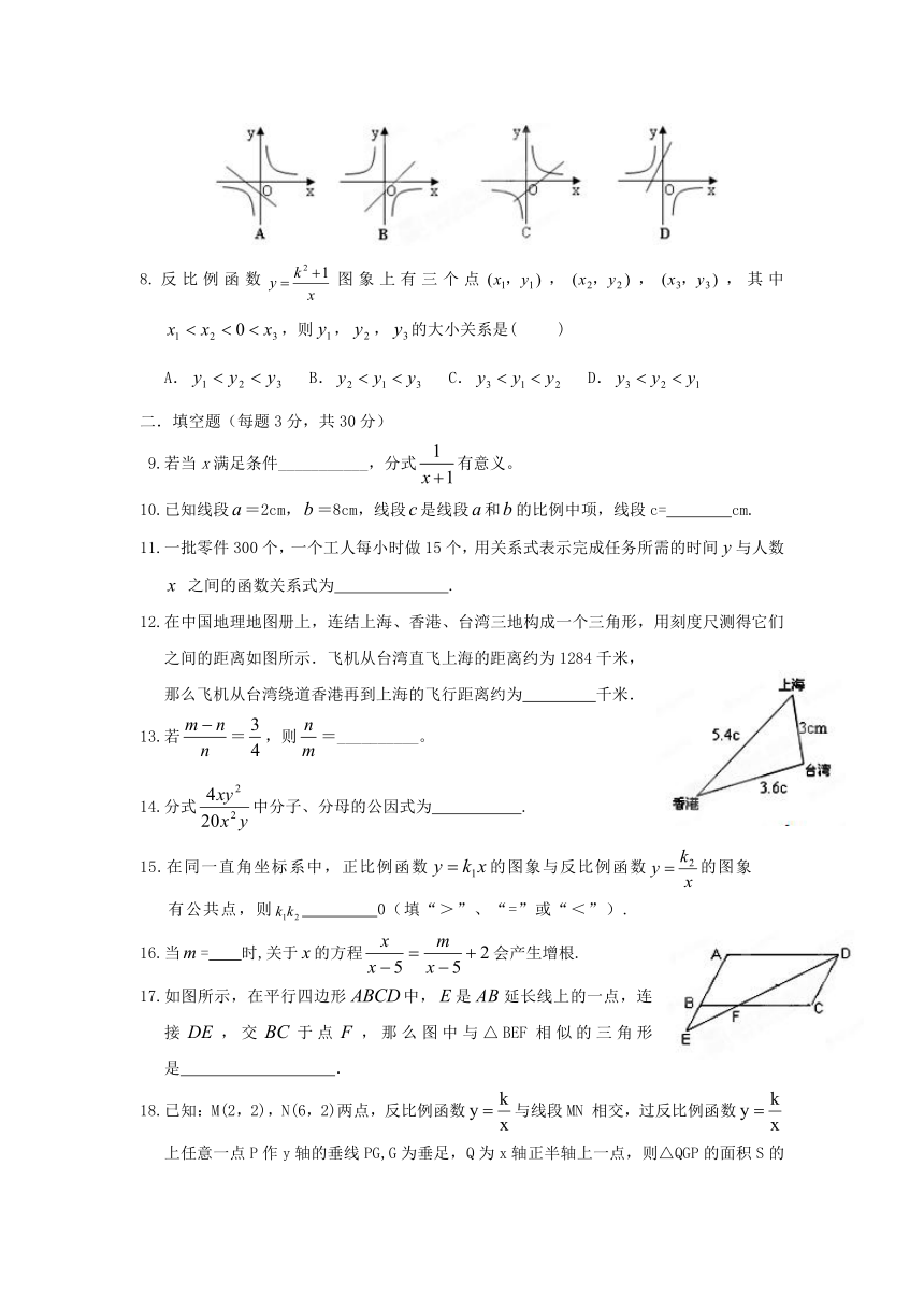 2011-2012学年度第二学期期中考试八年级数学试题【附扫描版答案】