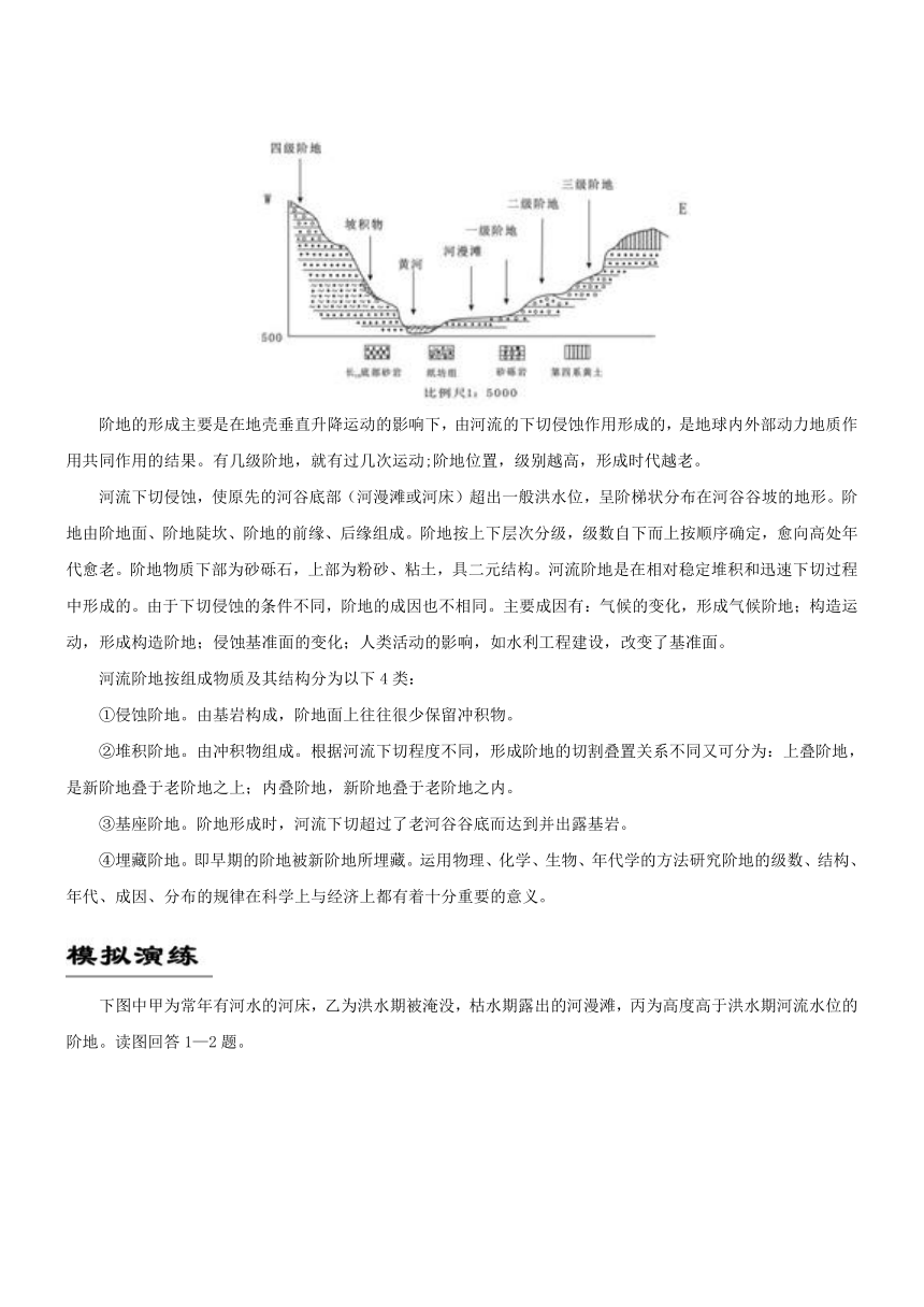 備戰2019年高考地理自然地理知識點拓展和延伸專題07河流階地