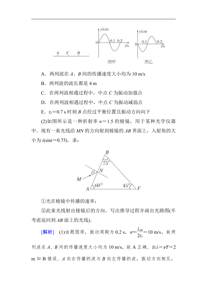 2018届高三物理二轮复习高频考点强化专练：板块1 选修3-4 振动和波 光学17（含解析）