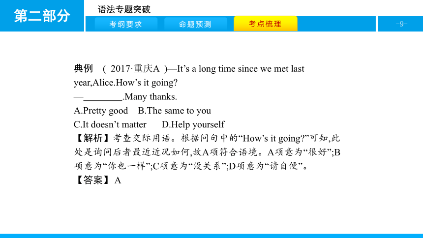 人教版新目标英语2018中考第二轮专题复习课件-专题十五交际用语