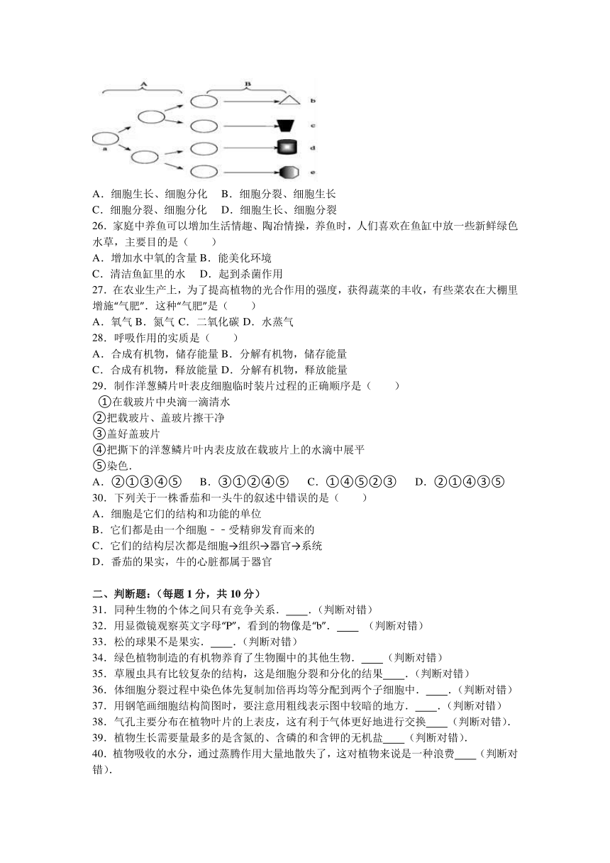 内蒙古呼伦贝尔市满洲里市2016-2017学年七年级（上）期末生物试卷（解析版）