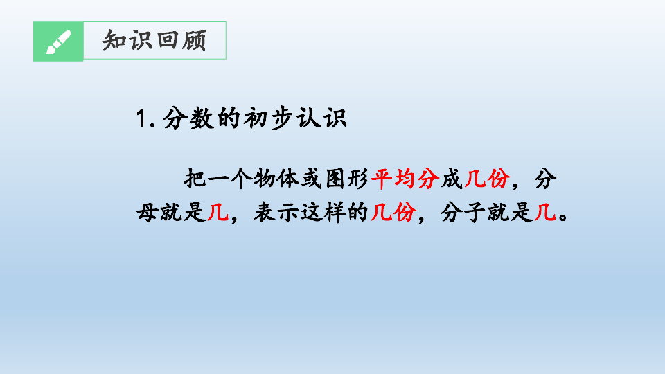 2020年秋人教版数学三年级上册期末复习：分数的初步认识  课件（共20张PPT）