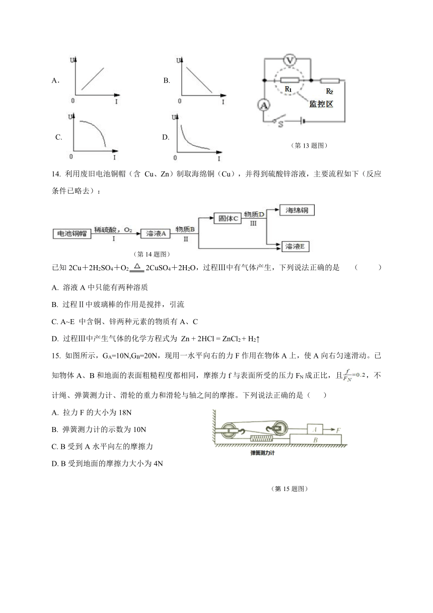 浙江省宁波市鄞州实验中学2018届九年级3月联考科学试题卷