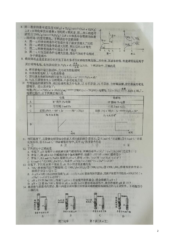 山西省吕梁市2019-2020学年高二上学期期末考试化学试题 扫描版