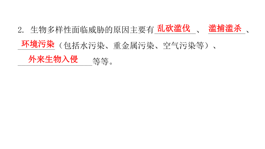 人教版生物八年级上册 第六单元 第三章 保护生物的多样性 课件 （共21张PPT）