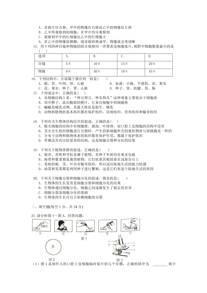 第 2 章《观察生物》综合培优提分测试（含答案）