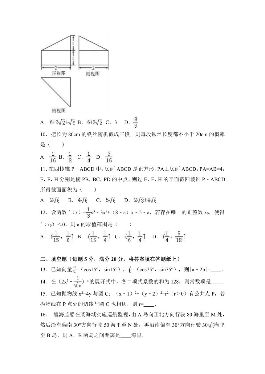 河北省唐山市2017届高三（上）第一次摸底数学试卷（理科）（解析版）