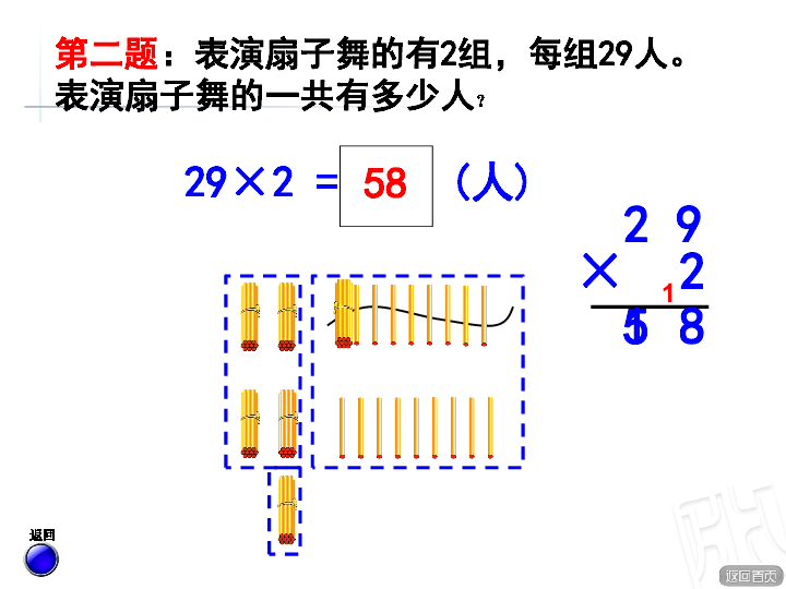 青岛版五四制数学二年级下册  七 两位数乘一位数——两位数乘一位数的笔算（进位）（共11张ppt)