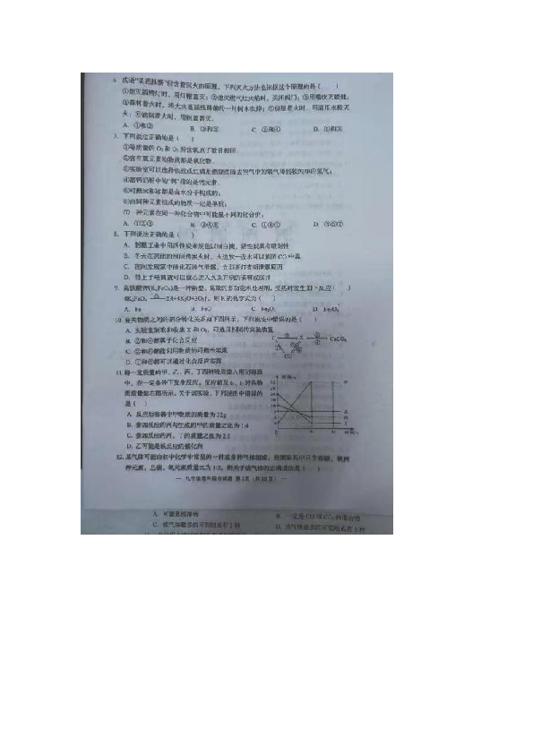 湖北省荆州市江陵县2019-2020上学期期末九年级化学试题（扫描版无答案）