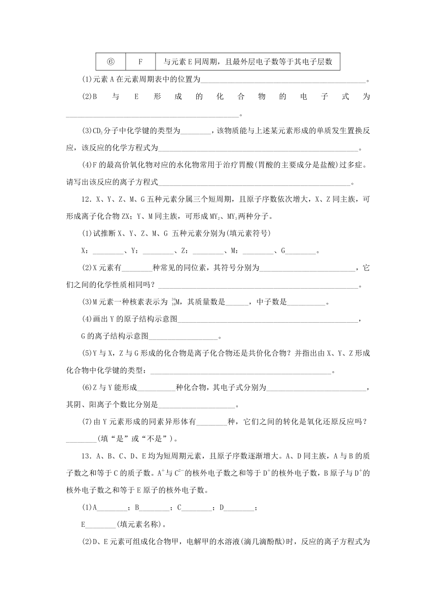 2017届高考化学一轮复习章末检测达标练：第5章 物质结构+元素周期律（含答案解析)