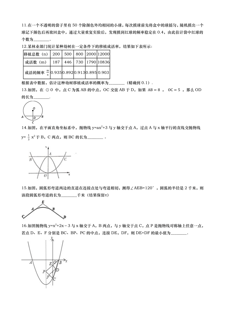 2020-2021学年度第一学期浙江省台州市三校联考九年级数学期中考试试卷（word，含解析）