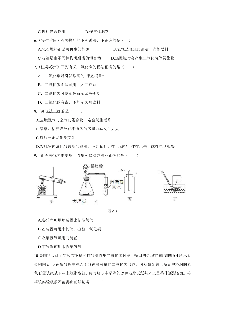 【点拨】（2014秋）鲁教版九年级化学上册第六单元燃烧与燃料测试题