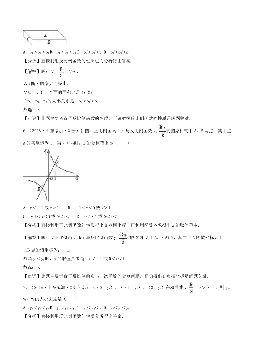 2018年中考数学试卷精选汇编反比例函数（pdf版，含解析）