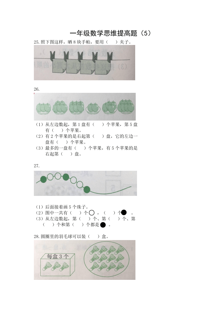 数学一年级上苏教版数学思维题（5） (无答案)