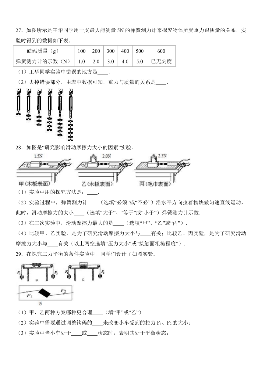 福建省泉州市安溪十一中2016-2017学年八年级（下）第一次月考物理试卷（解析版）