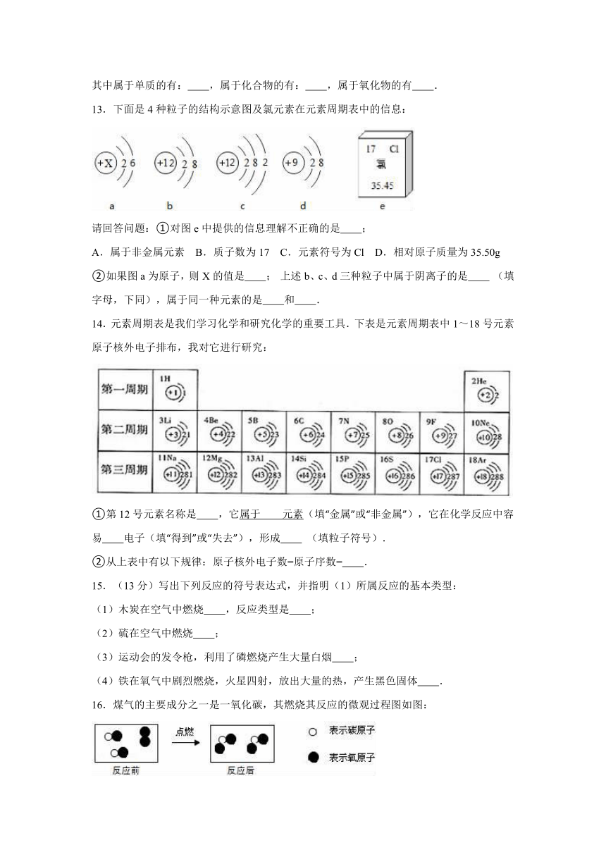 福建省厦门市同安区六校联考2016-2017学年九年级（上）期中化学试卷（解析版）