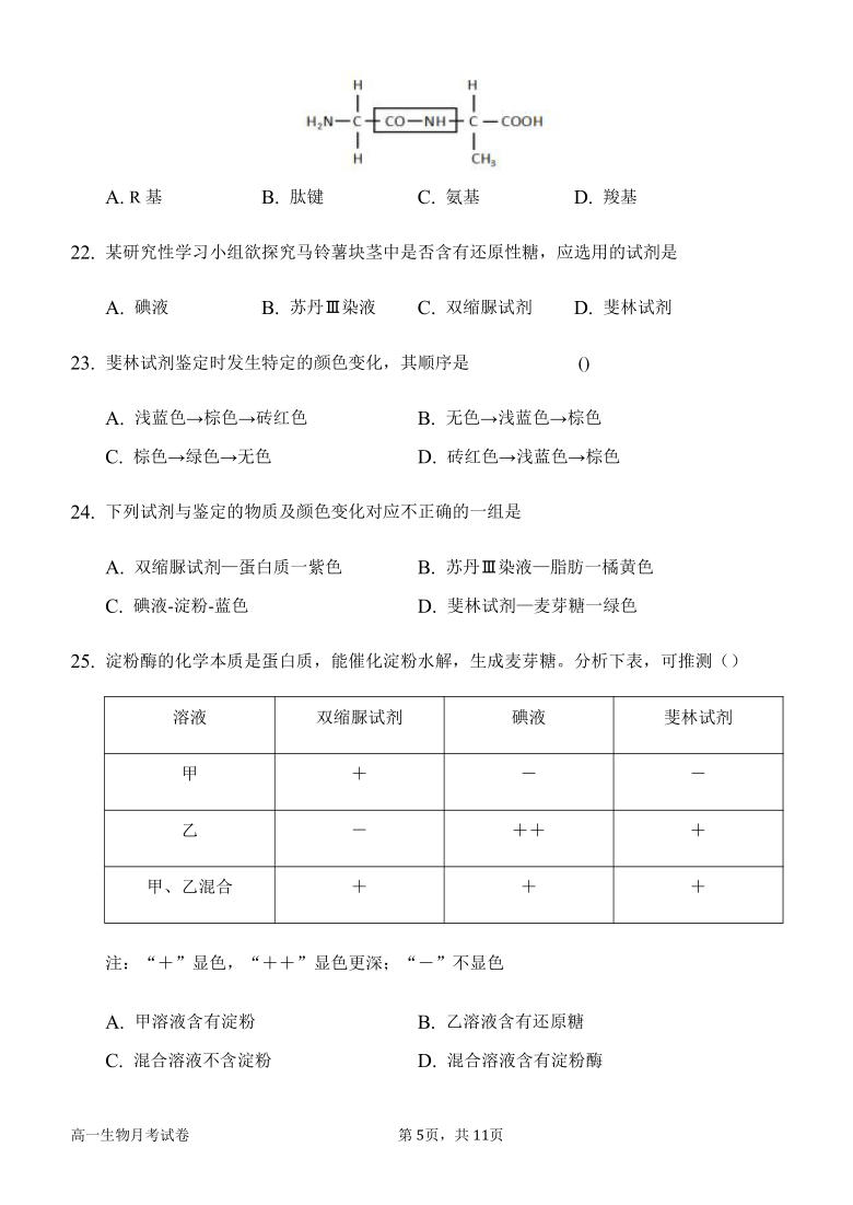 河南省南阳市四中2020-2021学年高一上学期12月月考生物试题     含答案