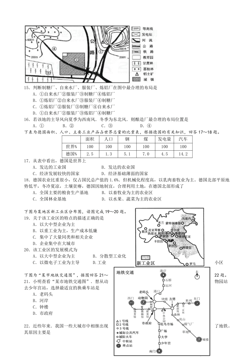 四川省新津县新津中学2017-2018学年高二上学期入学考试地理试题 Word版含答案