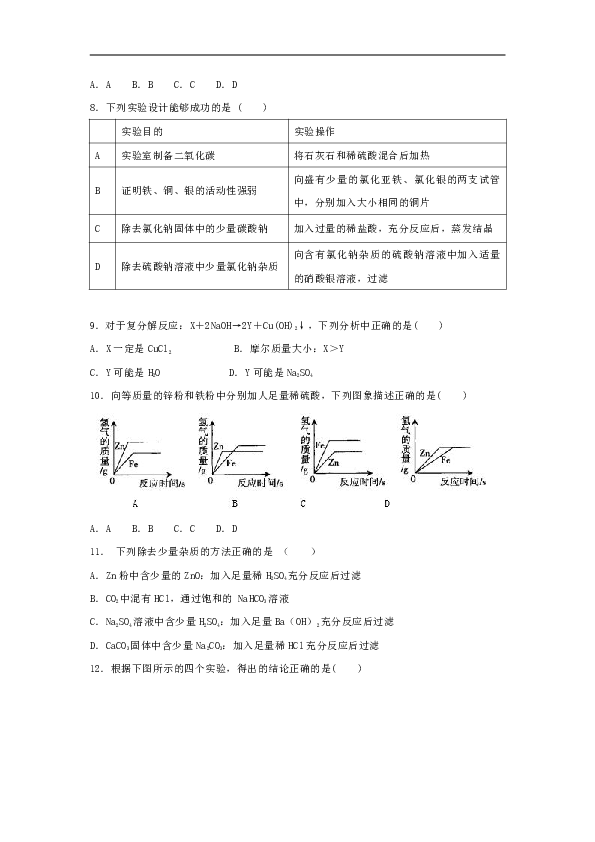 仁爱版初中化学九年级下册专题7《初识酸、碱和盐》单元测试题（解析版）