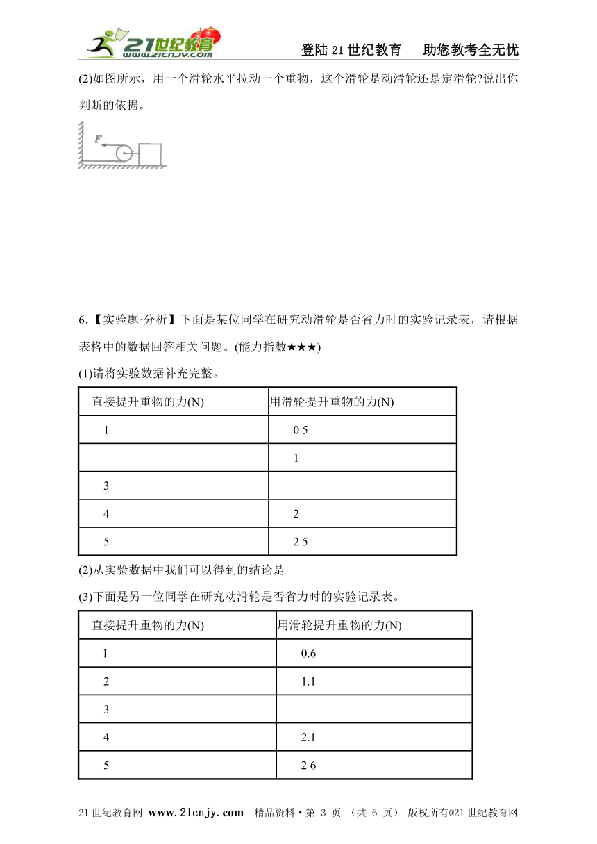 1.5定滑轮和动滑轮同步练习