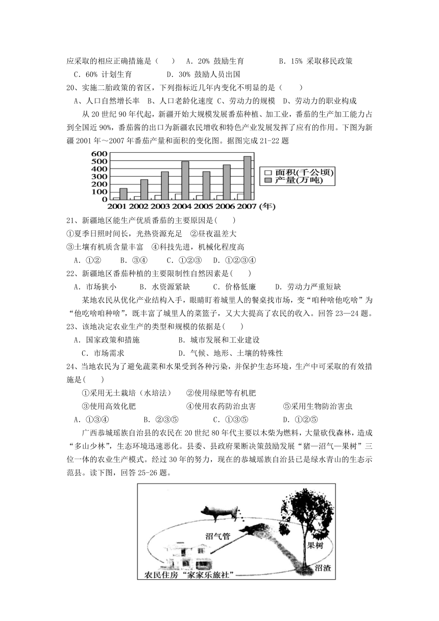 黑龙江省鸡西市2016-2017学年高一下学期期中考试地理试卷