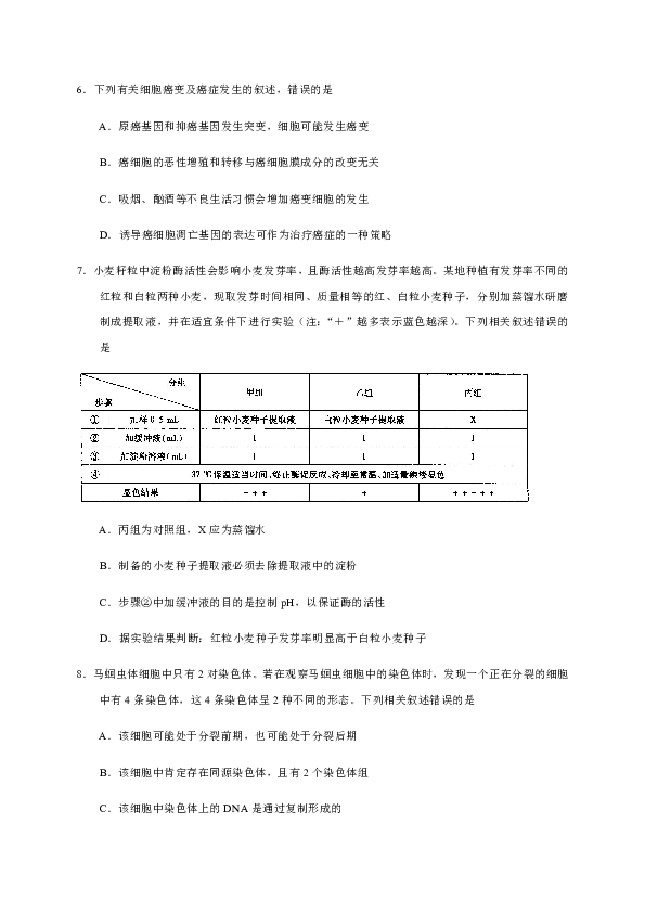 河南省焦作市2020届新高三上学期定位考试生物试题