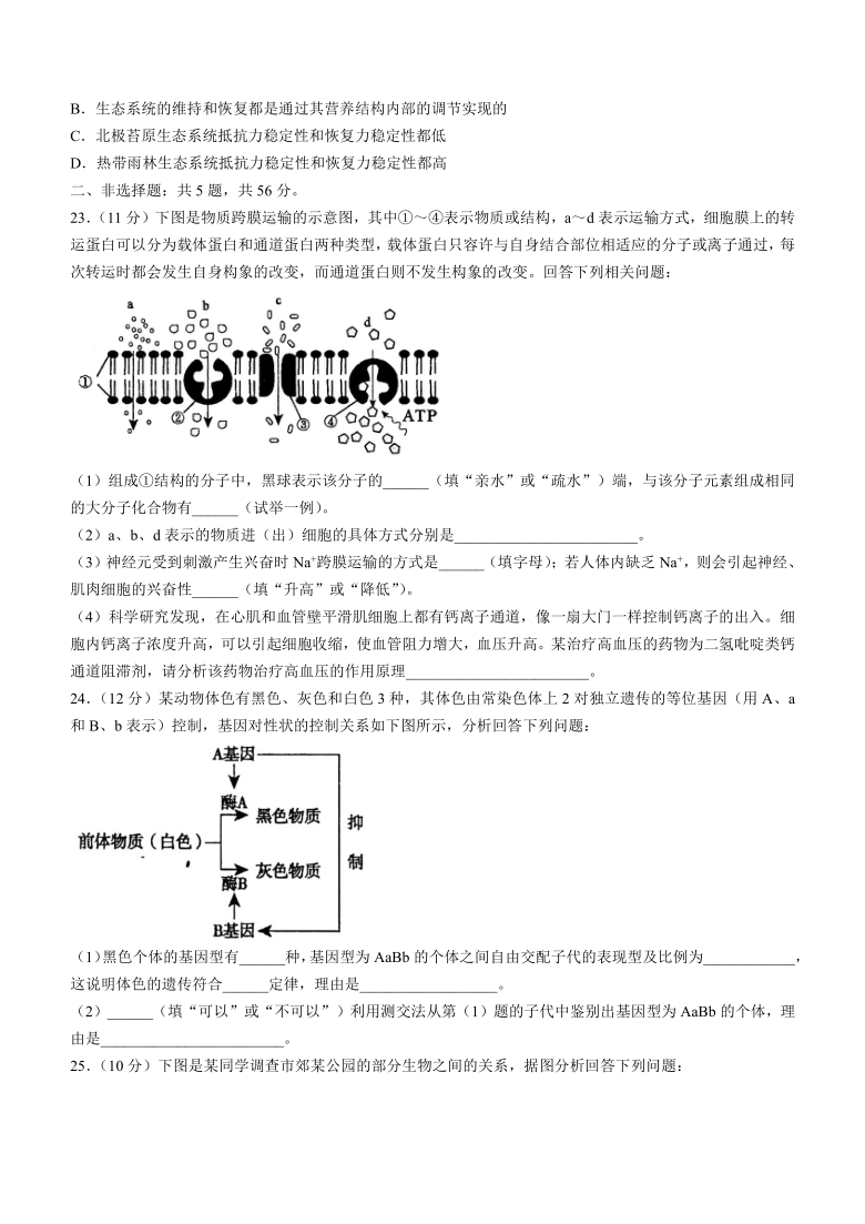 安徽省池州市东至县2020-2021学年高二下学期期末考试生物试题 Word版含解析