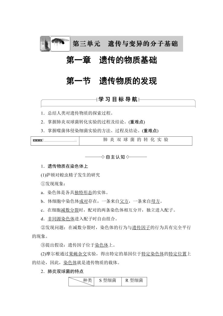 2016-2017学年高一生物必修二检测：第3单元第1章第1节遗传物质的发现（中图版）(含解析)