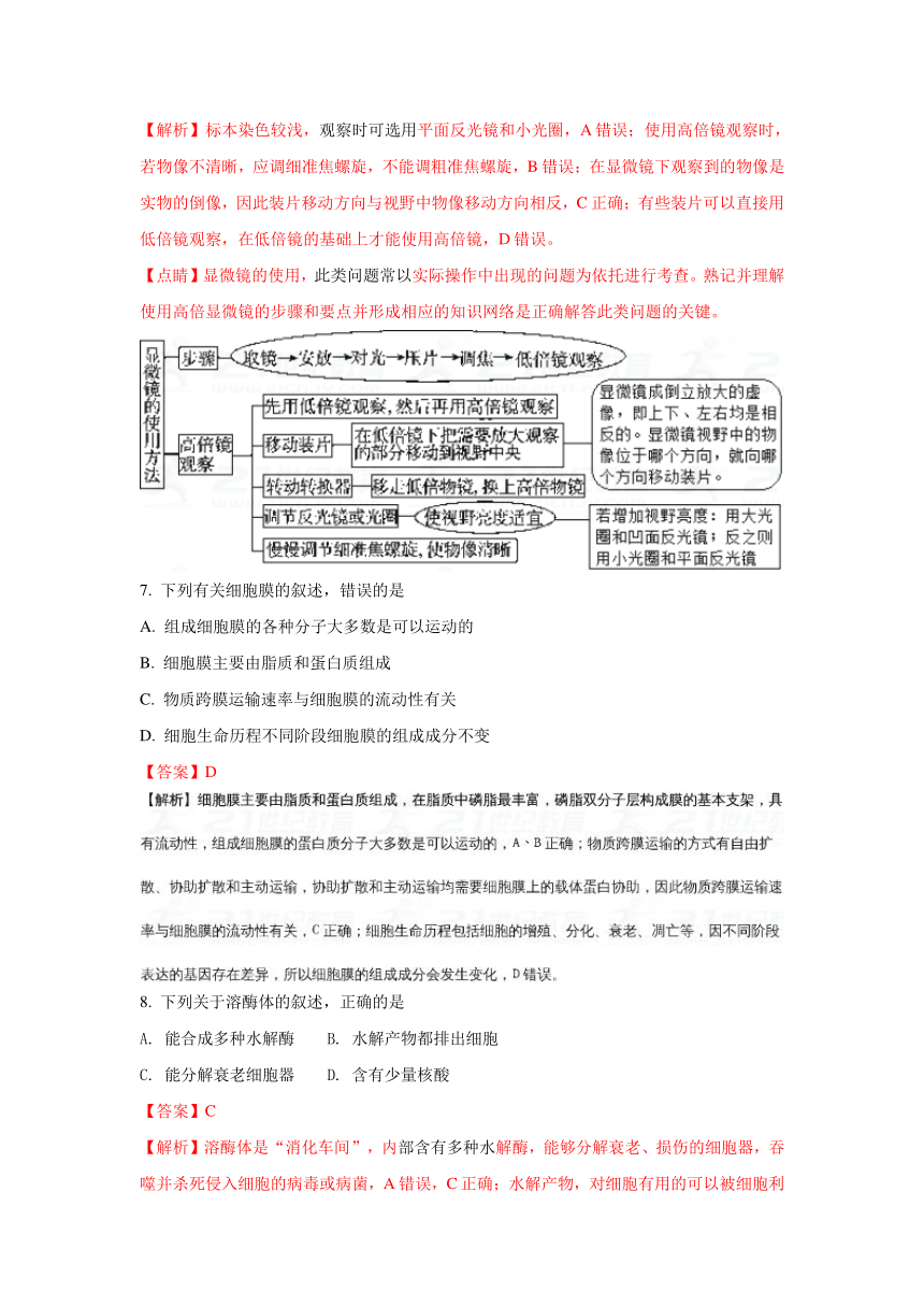 山东省潍坊市2017-2018学年高一上学期期末考试生物试题