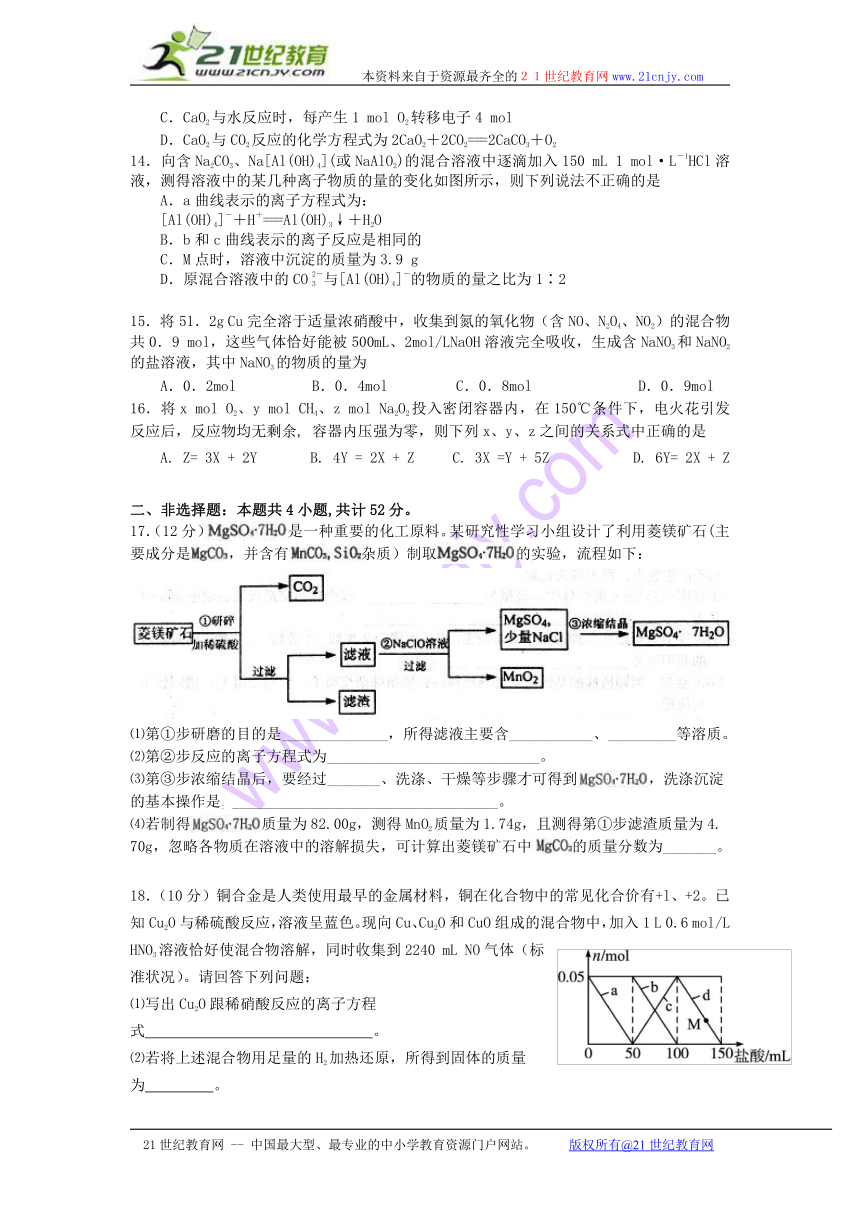 湖南省益阳市箴言中学2014届高三第二次模拟考试试题  化学 Word版含答案