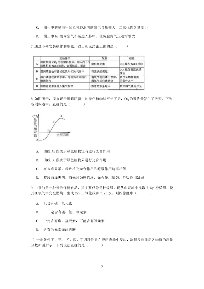 浙教版科学八年级下册“先人一步”寒假培优训练（三十一）：空气与生命（8）