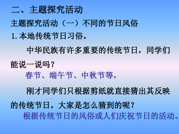 四年级下册 第四单元 感受家乡文化 关心家乡发展 10 我们当地的风俗