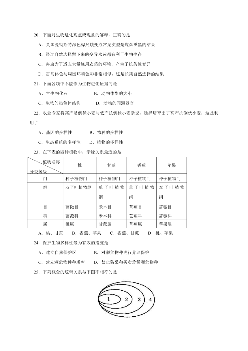 山东省泰安市泰山区2014-2015学年八年级（五四制）上学期期末学情检测生物试题