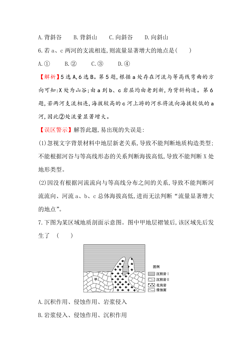 2019届高三一轮复习地理（人教版）课时提升作业 六 2.2地球表面形态 Word版含解析