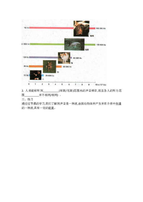 牛津上海版科学七上：11.3.3 听觉的范围 教案