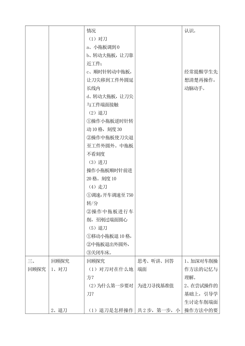 车端面 教案