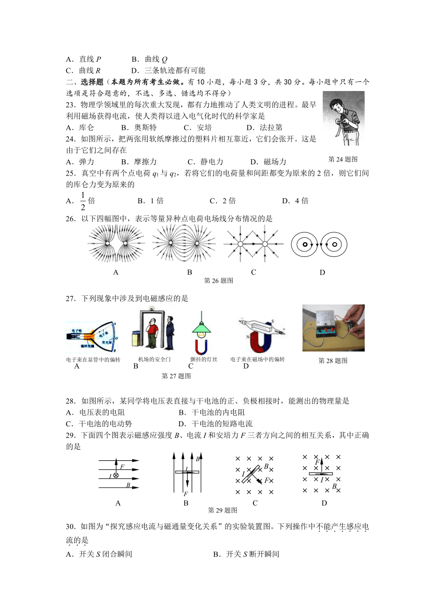 2013浙江高中物理学业水平考试