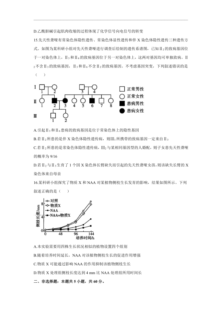 2021届高三下学期4月新高考生物模拟培优卷（八）（福建专版） Word版含答案